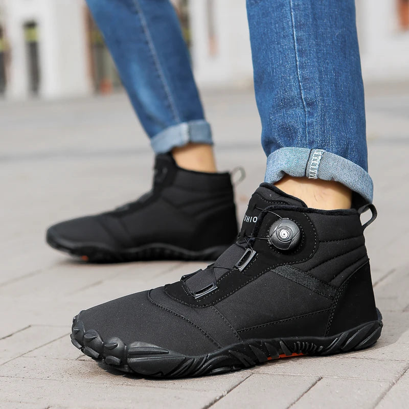 Winter Unisex Boots Plush Warm Snow Boots Comfortable Wide Toe Barefoot Shoes Winter High-top Casual Sneakers Botas Para Hombre
