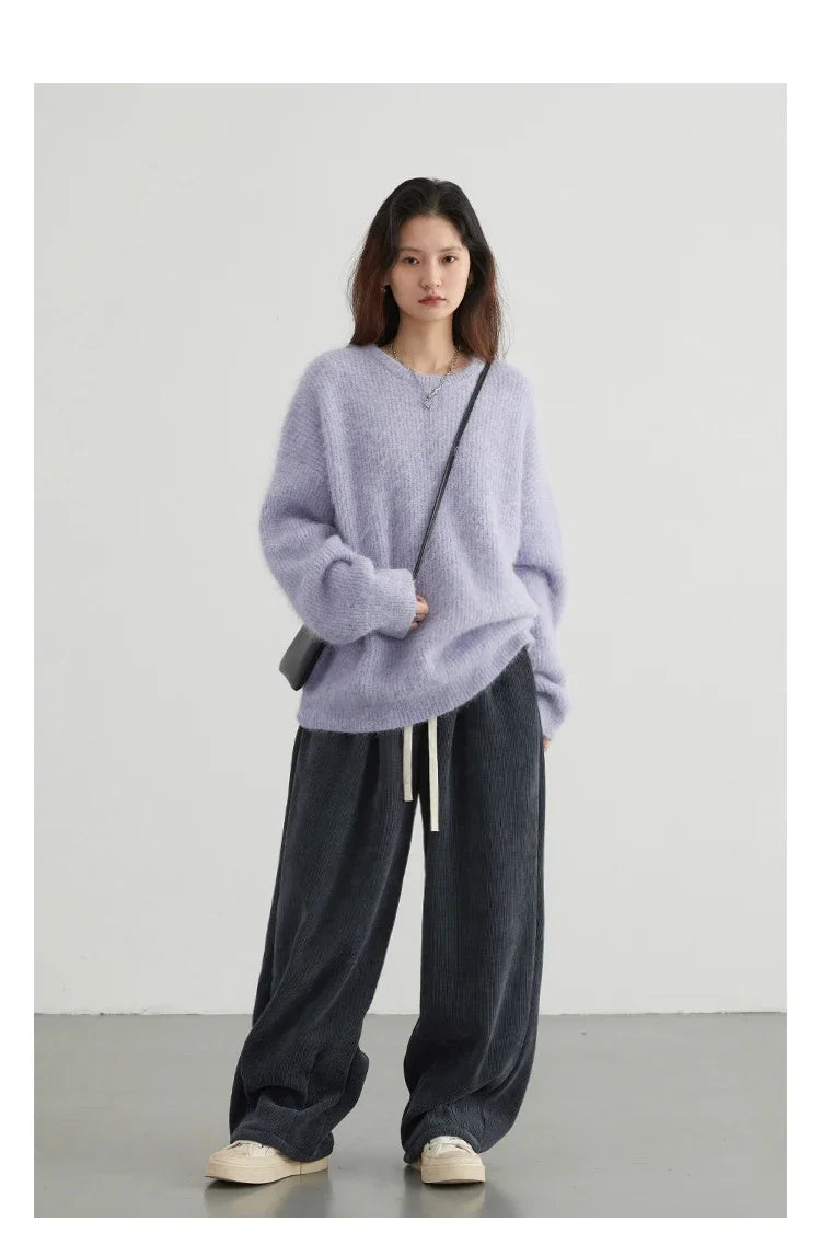 CHIC VEN Women Sweater Long Sleeve Pullover Solid Loose O Neck Soft Alpaca Female Tops Woman Knitwear Jumpers Spring Autumn 2024