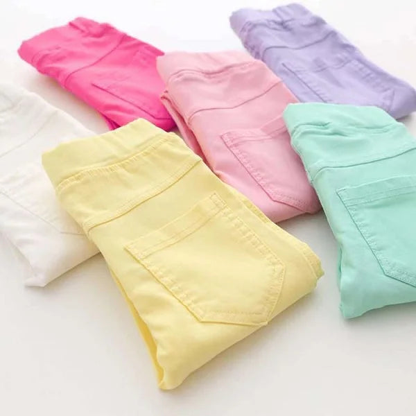 3-12-year-old girls pencil pants elastic baby Leggings 2024 new slim fit children's Leggings solid color imitation jeans