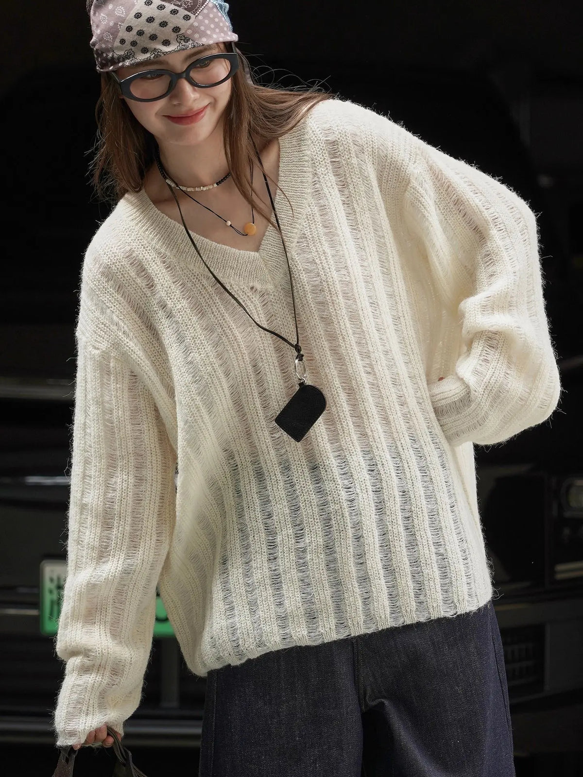 2026 New Women Soft Material Pullovers V-Neck Autumn Women Sweater Clothes Knitted Pullovers Long Sleeve Sweater Pull Femme