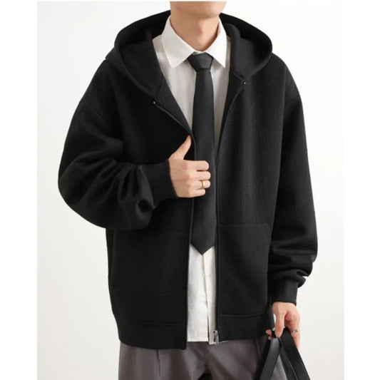 Jacket Mens 2025 Autumn New Hooded Jacket man Streetwear Trendy Outerwear Innovative Fabric Casual Coat Urban Style Lightweight