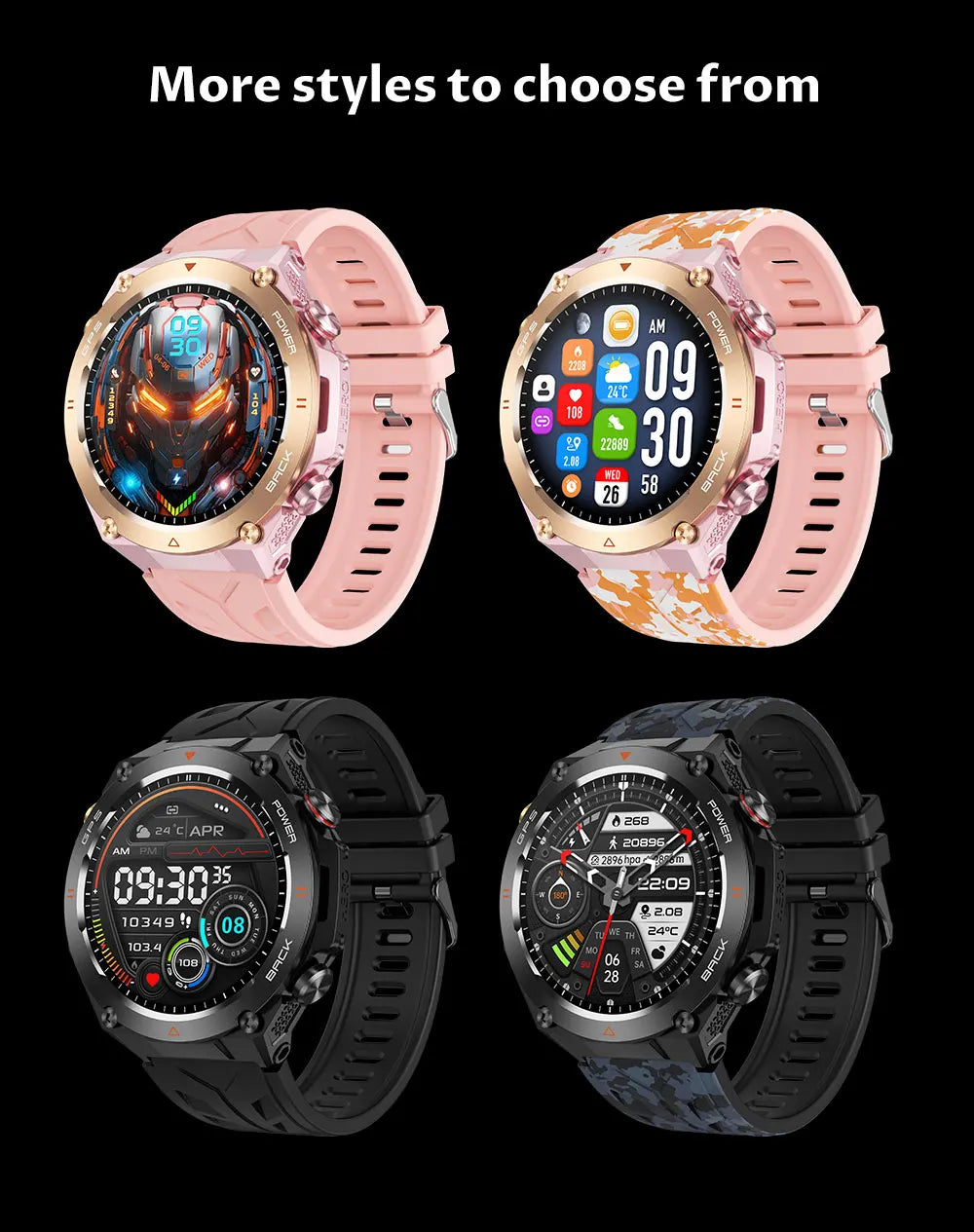 2024 New GPS Smart Watch Man 1.45" Ultra HD Display Built-in GPS Compass Make/Receive Phone Calls Smart Bracelet 650mAh Battery