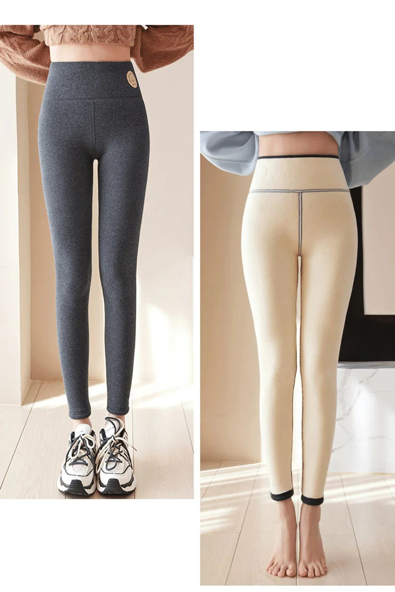 2025 Women's Winter Leggings High Waisted Thermal Plus Velvet Tight Stretch Leggings Keep Out The Cold Thicken Warm Cotton Pants