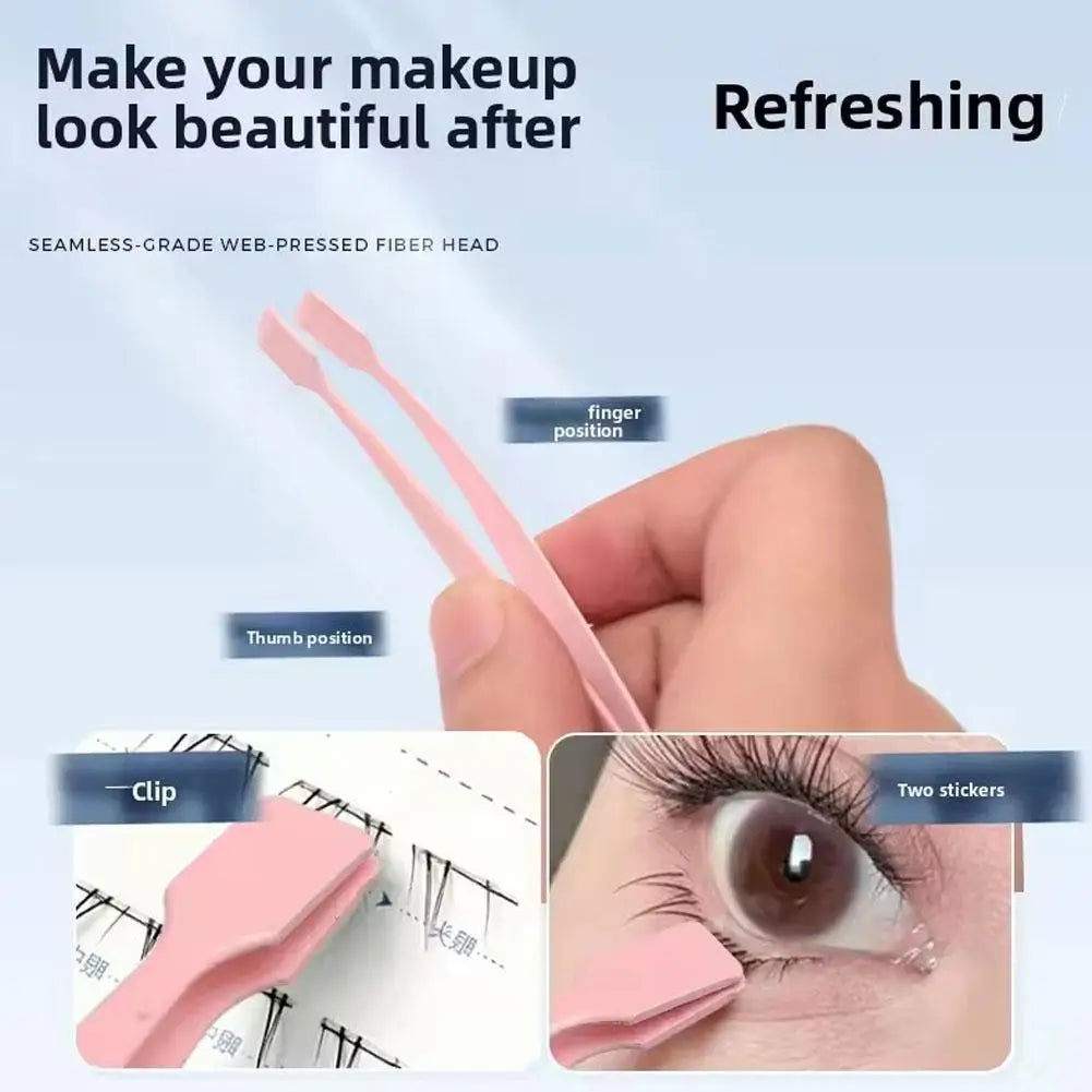 Flat Head Eyelash Tweezers for DIY Cluster Lashes, Anti-Adhesive Lash Applicator Tool, Safe Makeup Tool for Beginners