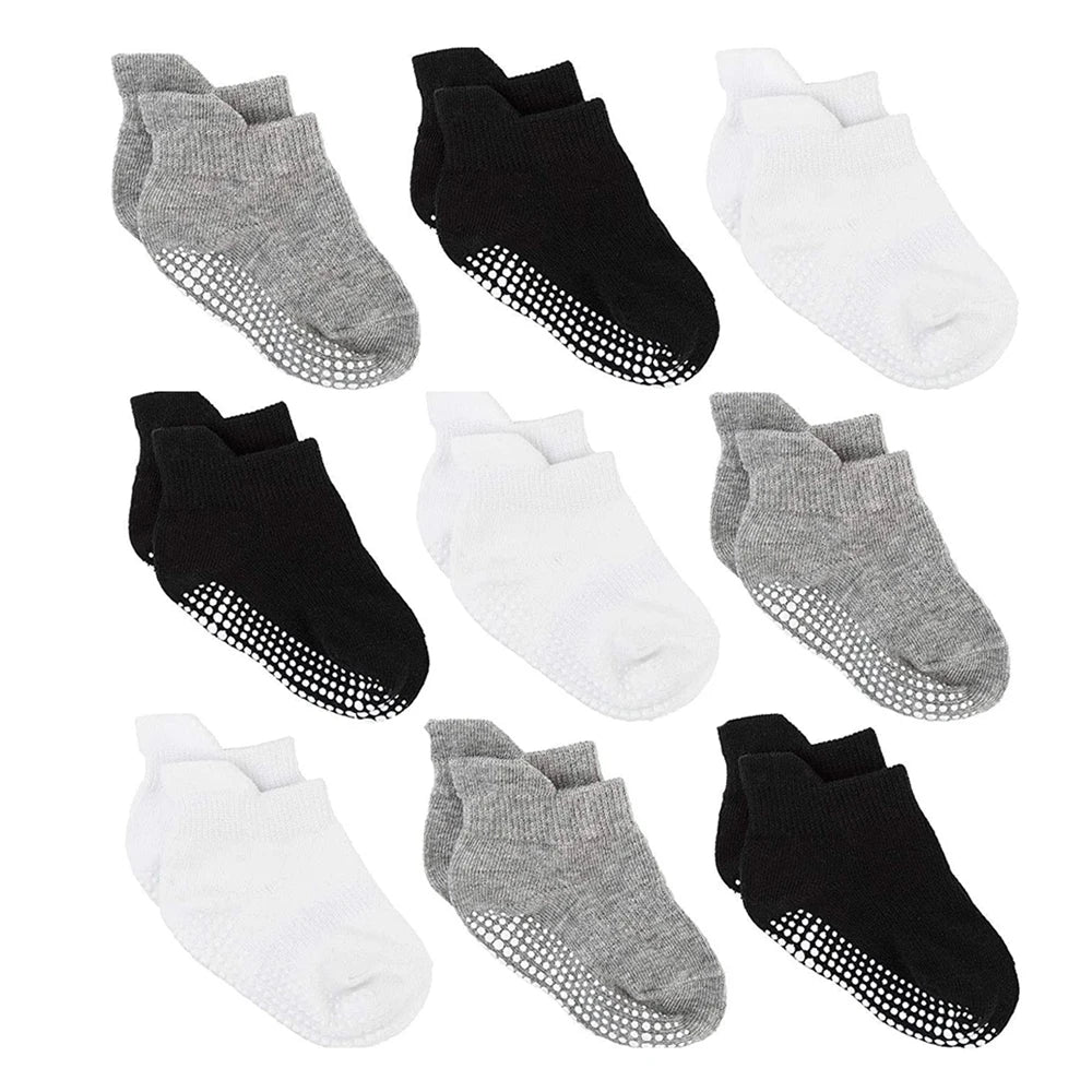 Paquete de 6 calcetines antideslizantes para bebés de 0 a 24 meses, calcetines de algodón para bebés recién nacidos y niñas, calcetines antideslizantes para primeros pasos en el tobillo, 2021