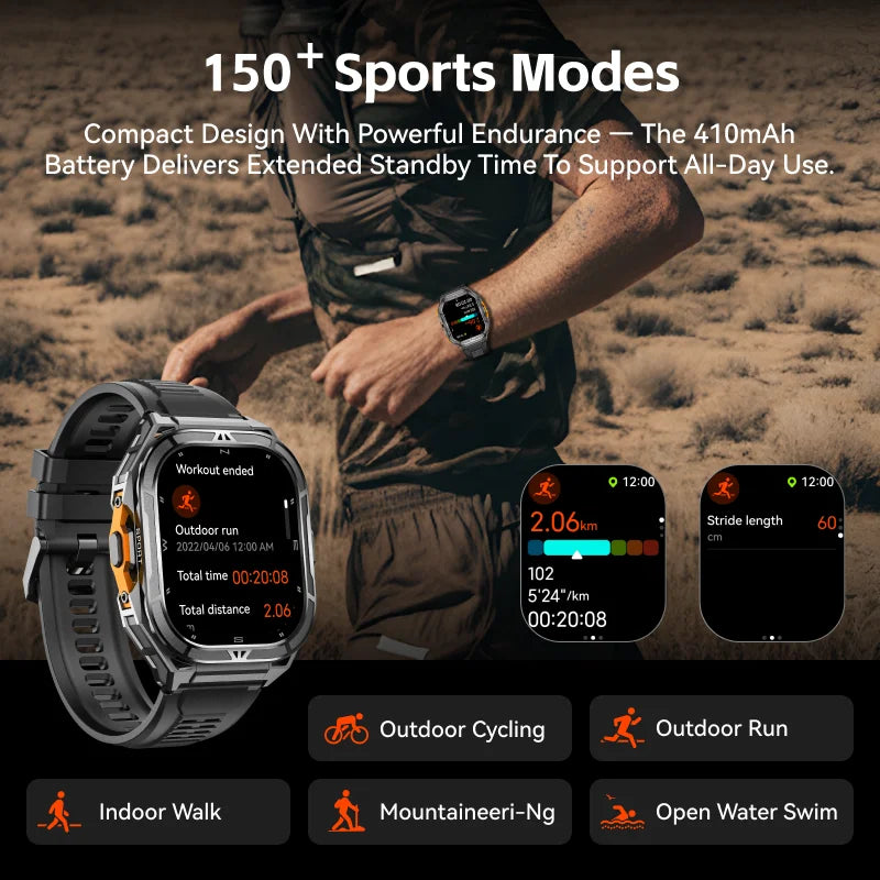 2026 GPS Smart Watch for Men Rugged Outdoor Duan Band Accurate Sports Tracking 7/24 Health Monitoring 1.96" AMOLED Display