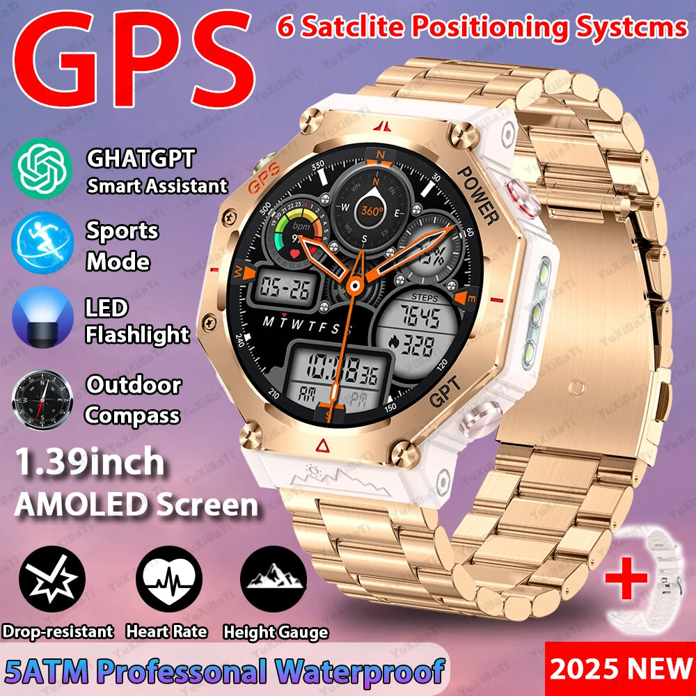 2025 New ChatGPT AI assistant Smart Watch 5ATM Waterproof GPS Built-in Dual-band GNSS Compass Sport Smartwatch Men Woman