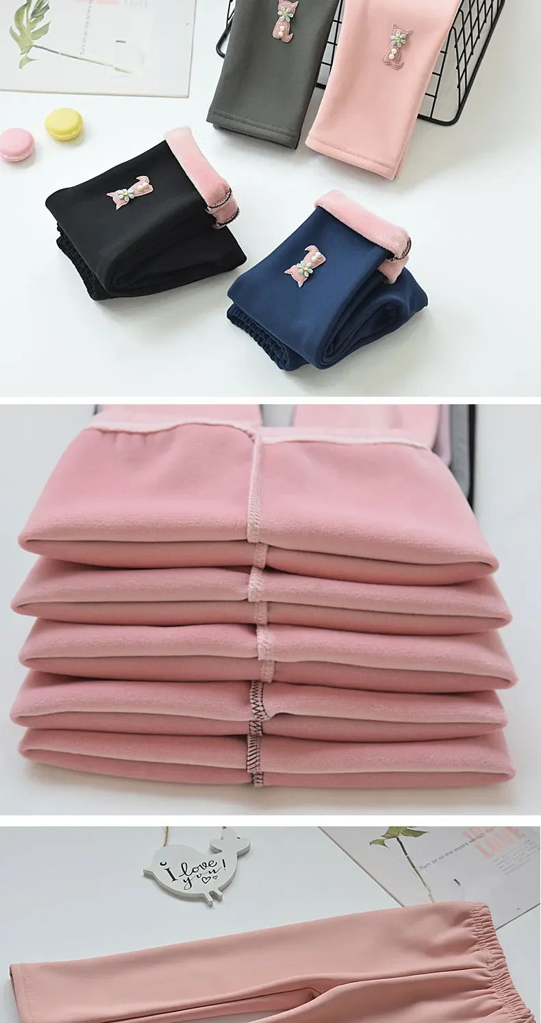 Kids Fleece-Lined Leggings - Thick Warm Pants for Girls, Winter Thermal Tights & Children's Bottoms Girls Leggings