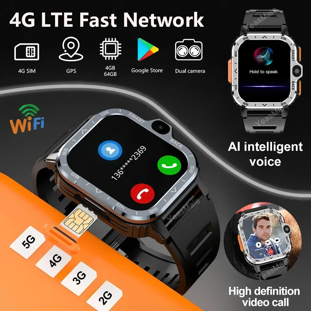 2024 Smartwatch With HD Camera Man Woman 2G 4G Sim Card 64GB 16GB RAM NFC GPS WiFi Waterproof Telephone Smart Watch Pk DW88 DW89