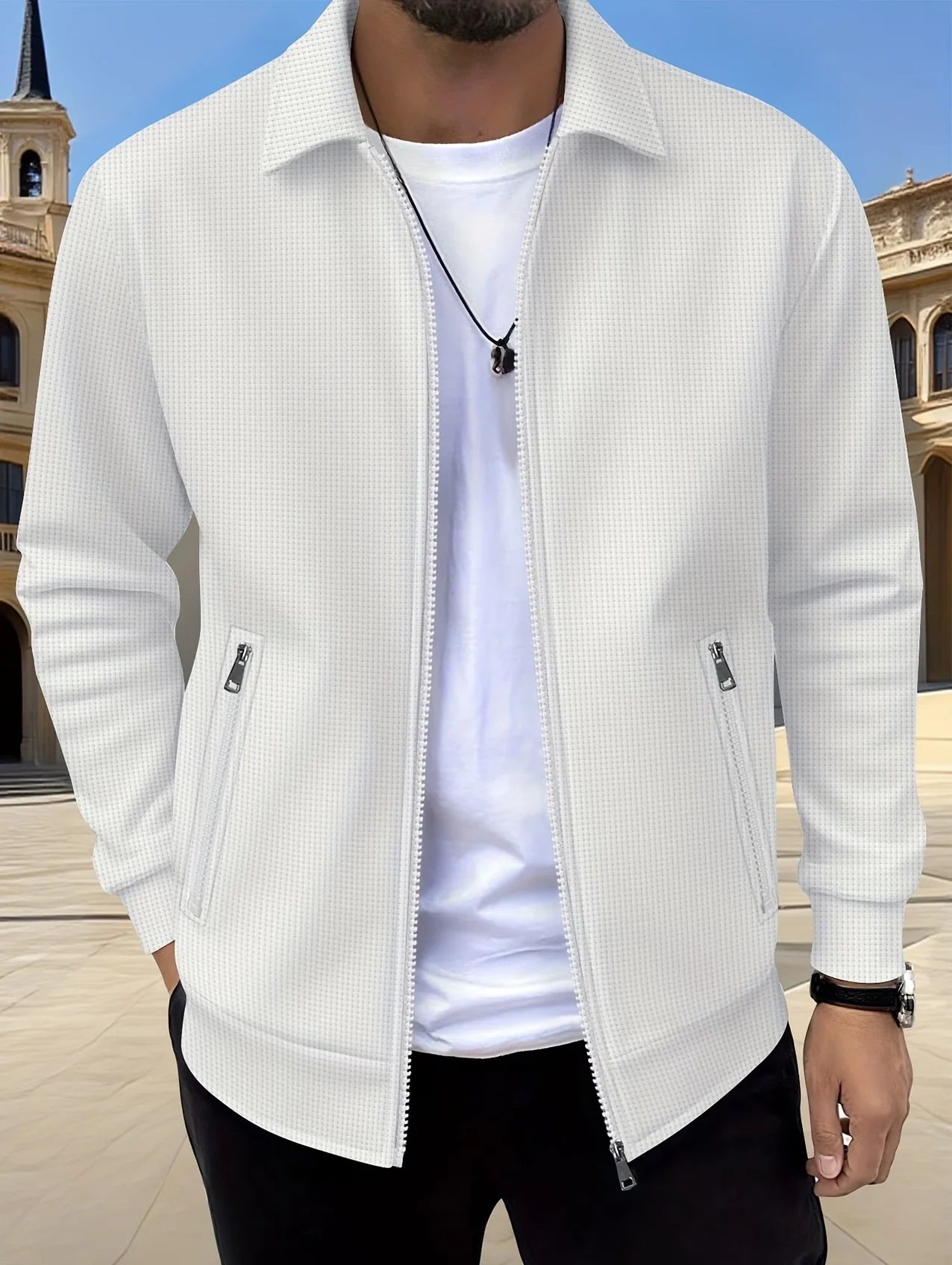 New stylish printed jackets for men, made of comfortable waffle fabric, ideal for daily leisure and work wear
