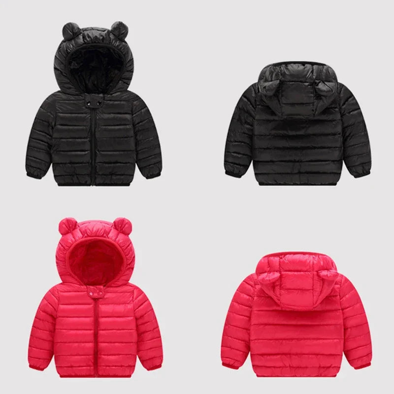 Ropa bonita de invierno para niñas, abrigos ligeros para niños con capucha para orejas, chaqueta de primavera para niñas, ropa para niños pequeños, abrigo para niños