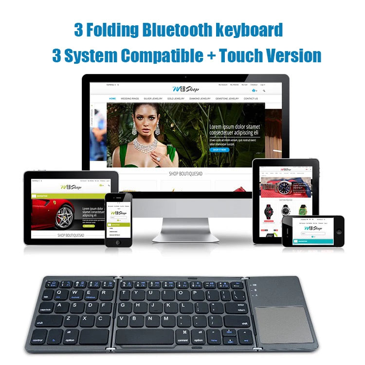 Wireless Folding Keyboard Bluetooth Keyboard With Touchpad For IOS Android Windows iPad Tablet Phone Rechargeable Mini keyboard