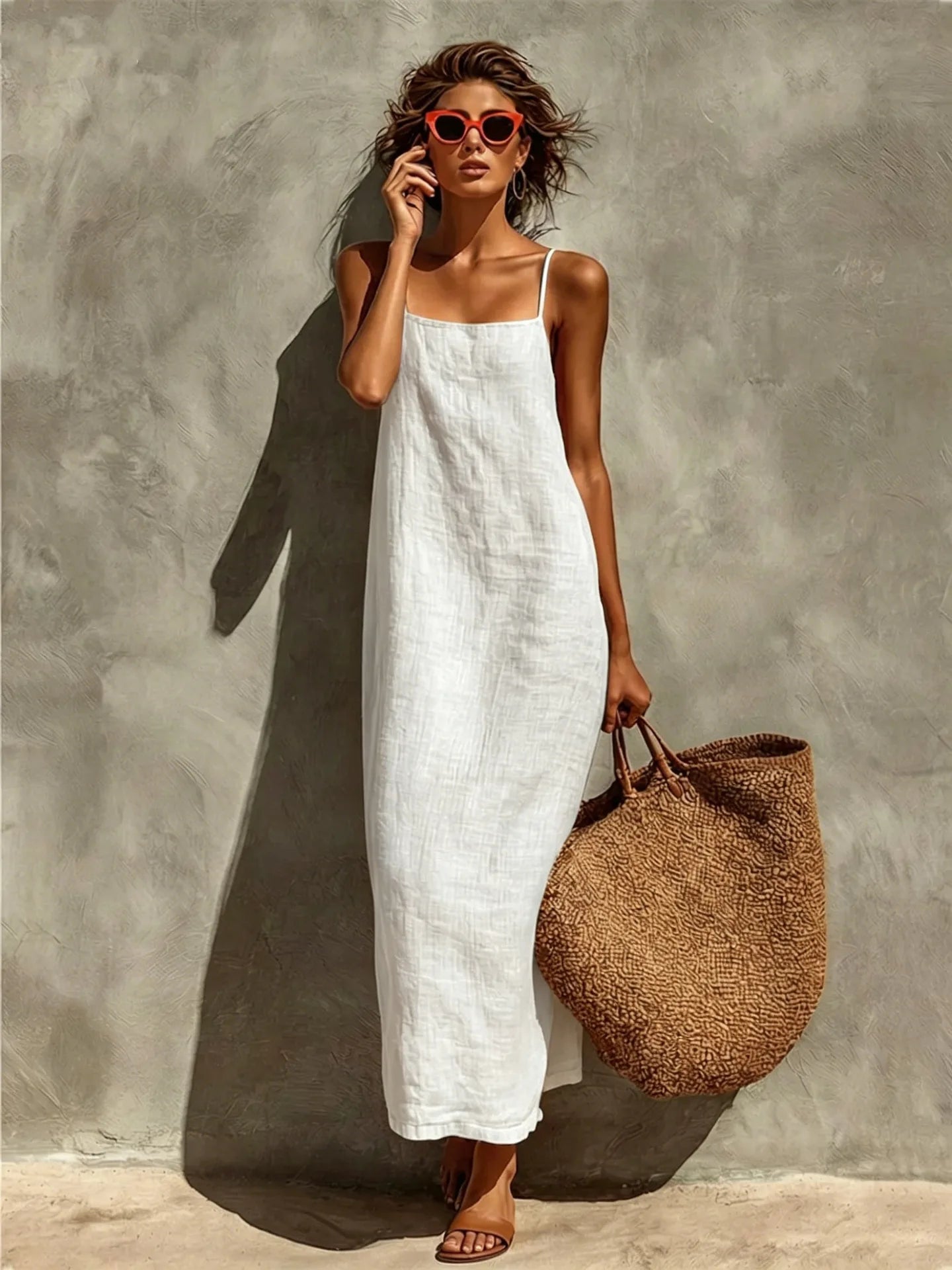 Summer 2026 Women's Fashion Loose Long One-Shoulder Dress Solid Color European And American Style Maxi Dress