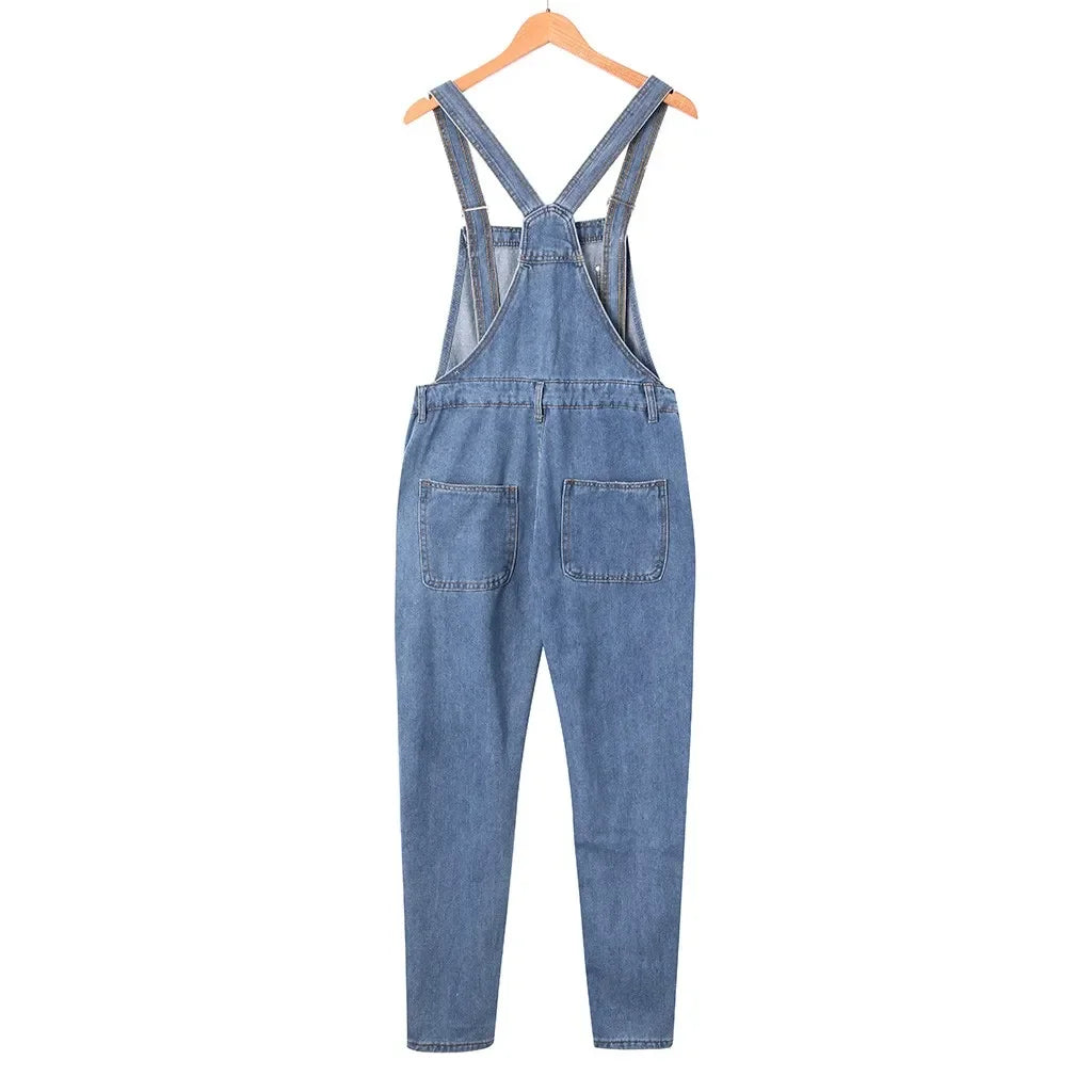 Men Pocket Jeans Overall Jumpsuit Streetwear Overall Suspender Pants Baggy Denim Harajuku Loose Pant Breathable Long Trousers