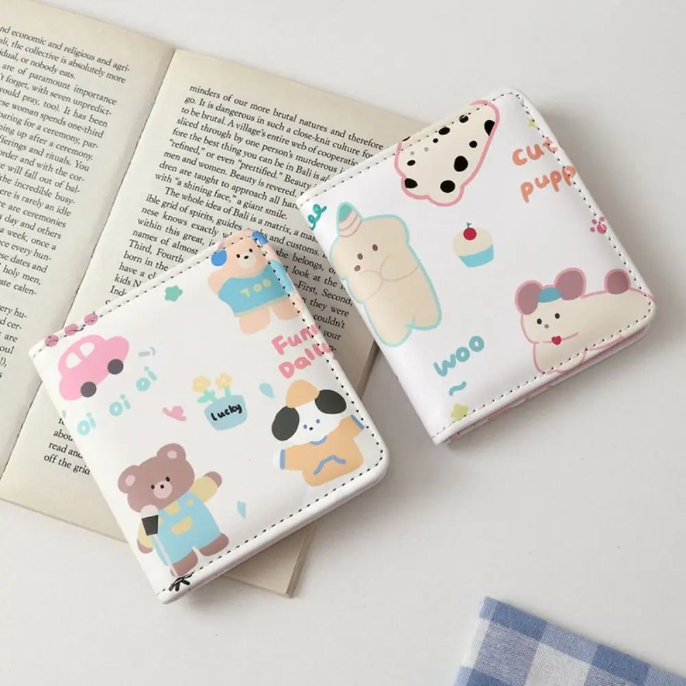 Cute Short Wallet Cartoon Coin Purse Girls PU Leather Money Bag Mini Portable Storage Bag Kawaii Card Holder