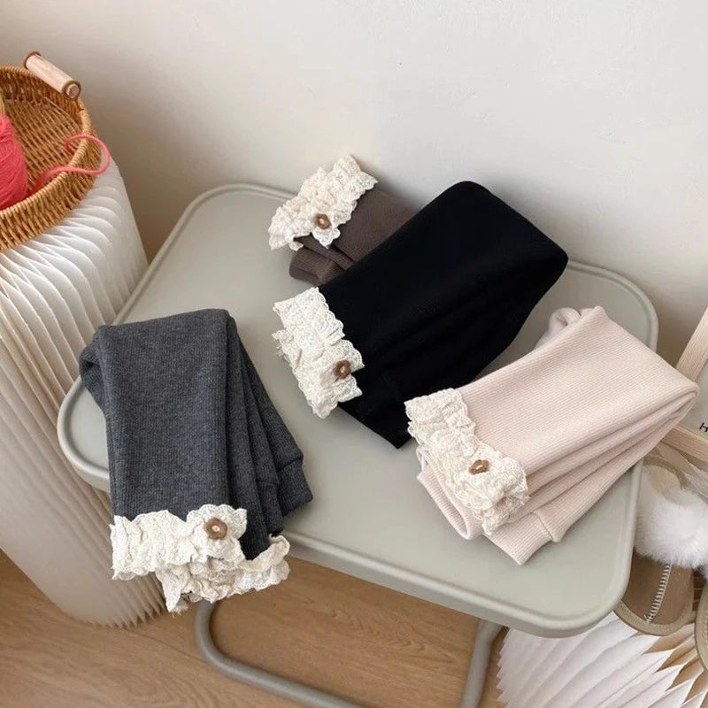 Baby Girls Pants Kids Lace Cute Simplicity Tight Trousers Spring Autumn Winter 1-6 Years Old Winter Children Leggings Trousers