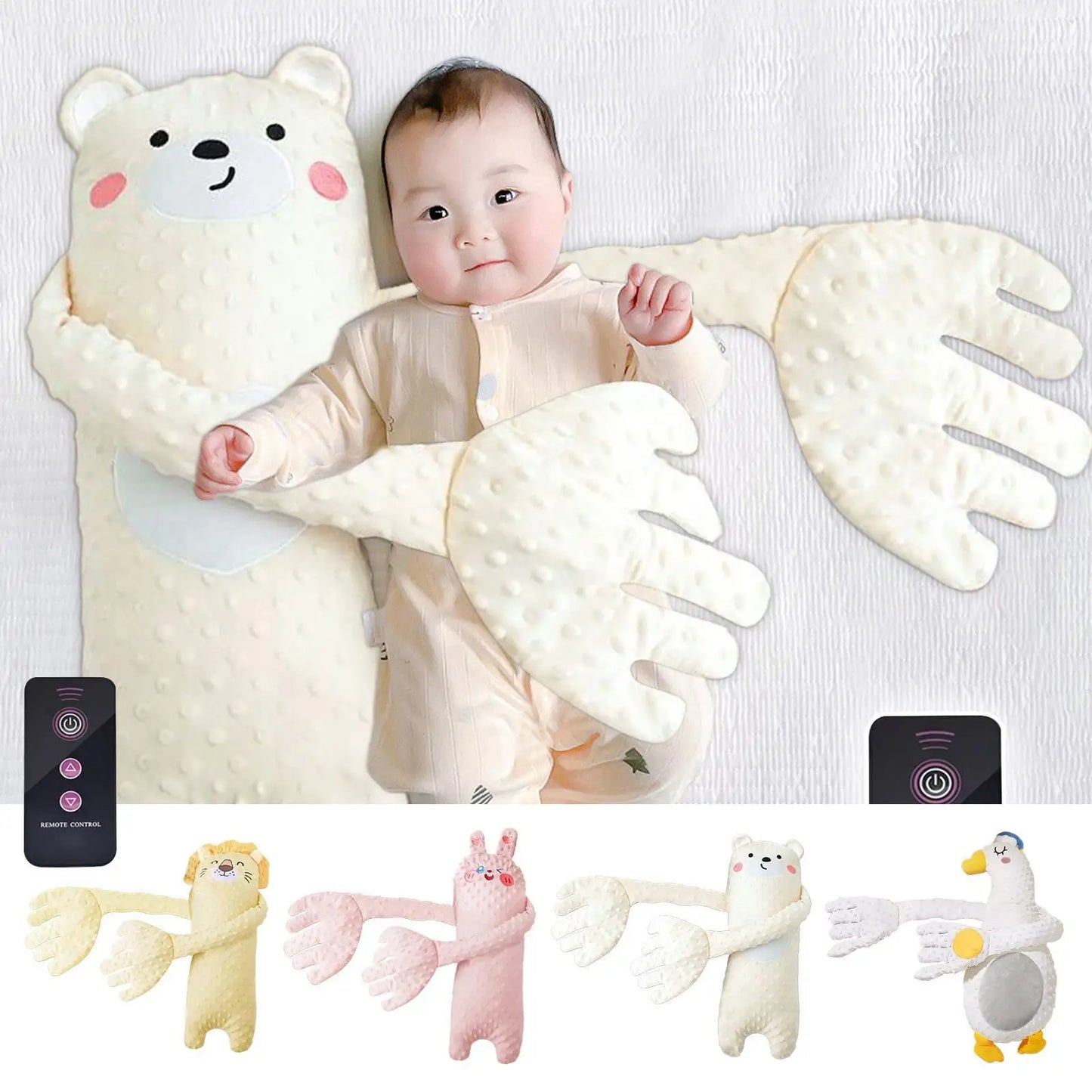 Baby Sleeping Patting Pillow with Soothing Palm Remote Control Electric Baby Hand Pillow Soothing Doll Palm Patting for Toddler