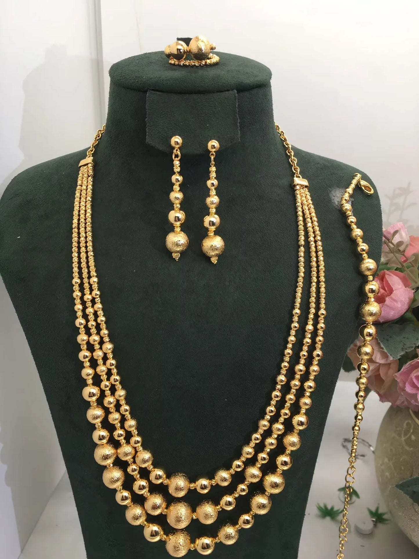 Jankelly  Trendy Fashion 2PCS Luxury Waterdrop Indian Jewelry Sets For Women Wedding Party Indian Dubai Bridal jewelry Sets