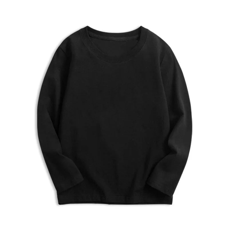 Boys Girls 100% Cotton T-shirts Solid Color Casual Tees for Teenage Children Spring Autumn Underwear Girl Clothes Kid Daily Tops