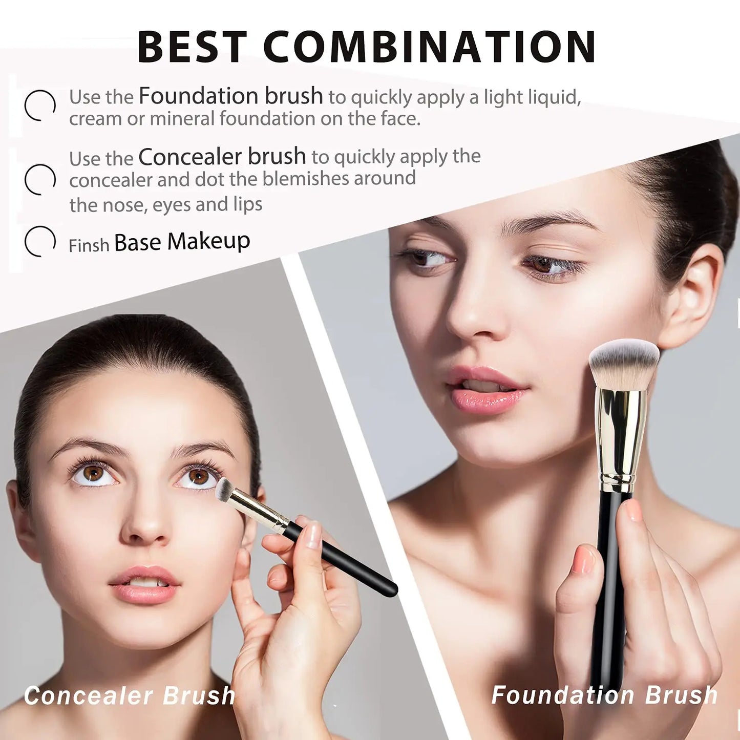 2 PCS Makeup Brush Professional Foundation Brush and Concealer Brush