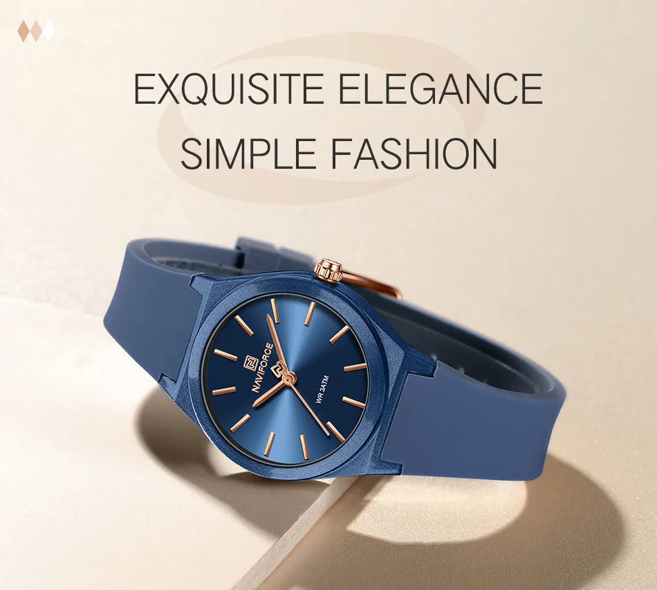 NAVIFORCE 2025 Women Fashion Watches Quartz Watch Sports Silicone Strap Ladies Wristwatches Simple Clock Gift relogios feminino