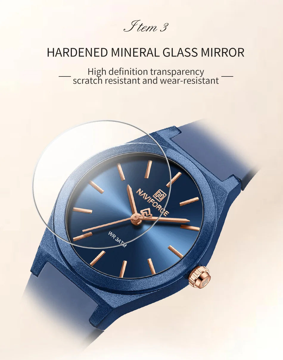 NAVIFORCE 2025 Women Fashion Watches Quartz Watch Sports Silicone Strap Ladies Wristwatches Simple Clock Gift relogios feminino