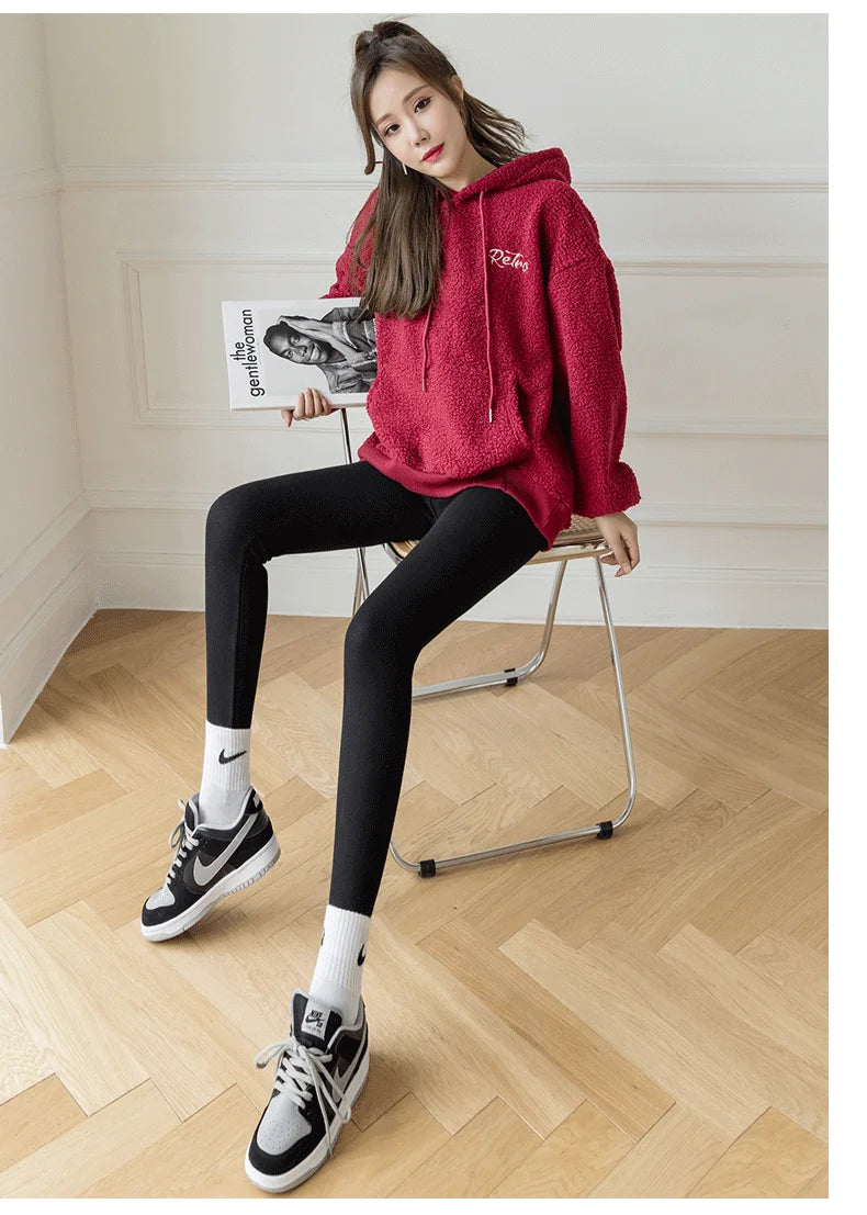 Winter Leggings For Women Thermal Underwear Solid Color Velvet Thicken Warm Pants High Waist Leggings Stretchy Leggings Trousers