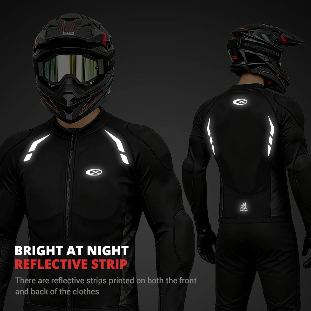 Men's Motorcycle Jacket Breathable Motorbike Riding Jackets Built-in Protective Gear Four Seasons Motocross Clothing Anti-fall