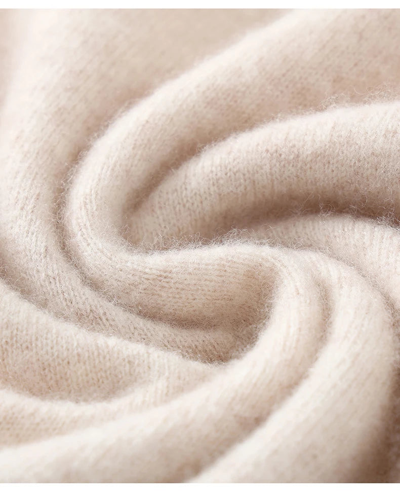 Autumn/Winter Men's 100% Pure Cashmere Pullover Business Casual Solid Knitted Sweater Loose Collar Tops Thick Warm Base Jumper