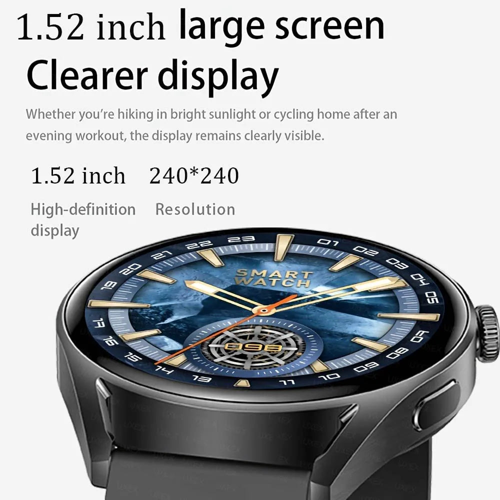 Smartwatch Men's Watch Business Watch Sporty Casual Watch 1.52 Inch Screen Features Multiple Sports ModesMusic Control Perfect