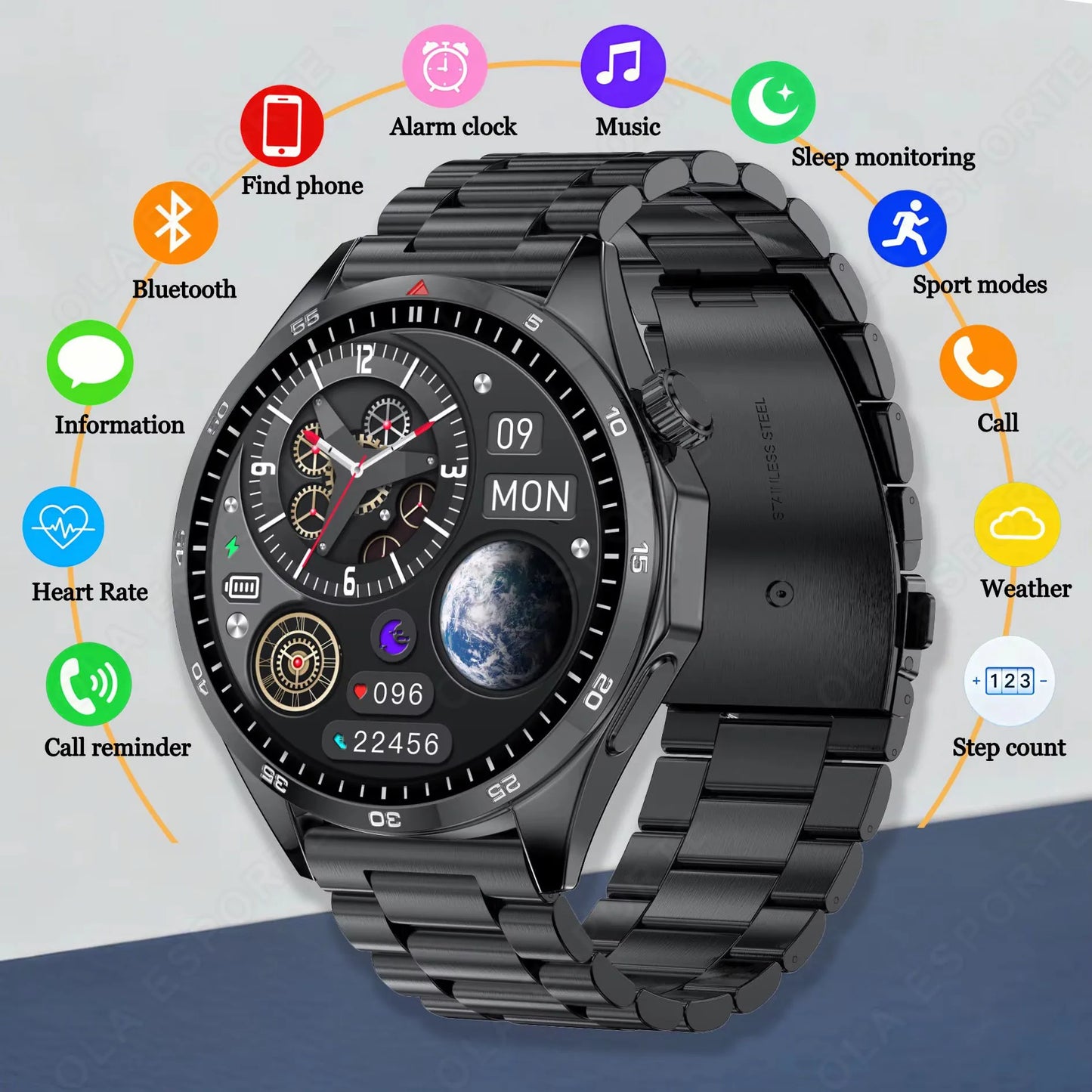 Smart Watches For Men Women 1.5" 360*360 HD Screen 330mAh Battery Heart Rate Sleep Health Bluetooth Call Watches For Man HT30
