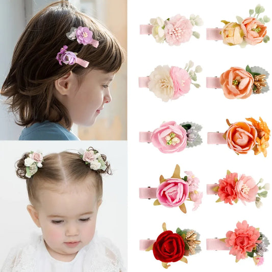 Pinzas para el cabello de flores para mujer, horquillas florales hechas a mano, pasadores de cocodrilo para niñas, accesorios para el cabello fiesta para niños pequeños