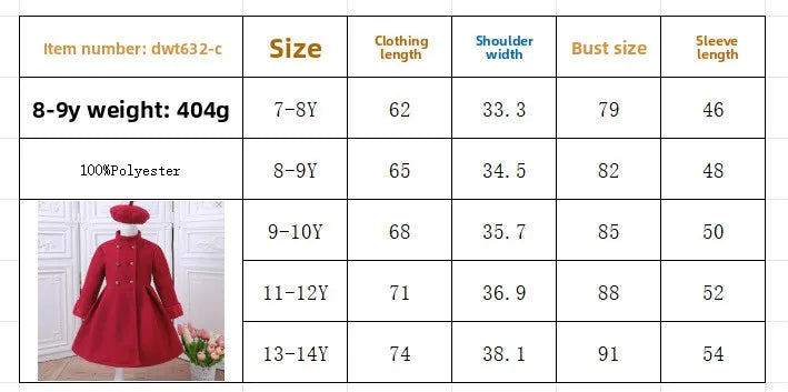 Young Girls' Red Fleece Coat Set And Beret Winter & Fall Jacket & Long Sleeves Warm Outerwear Girls Princess Outfit Clothing