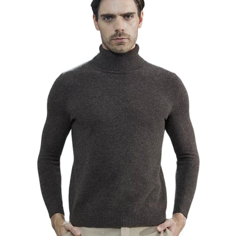 Men Knitted Sweaters Cashmere Sweater 100% Merino Wool Turtleneck Long-Sleeve Thick Pullover Winter Autumn Male Jumpers Clothing