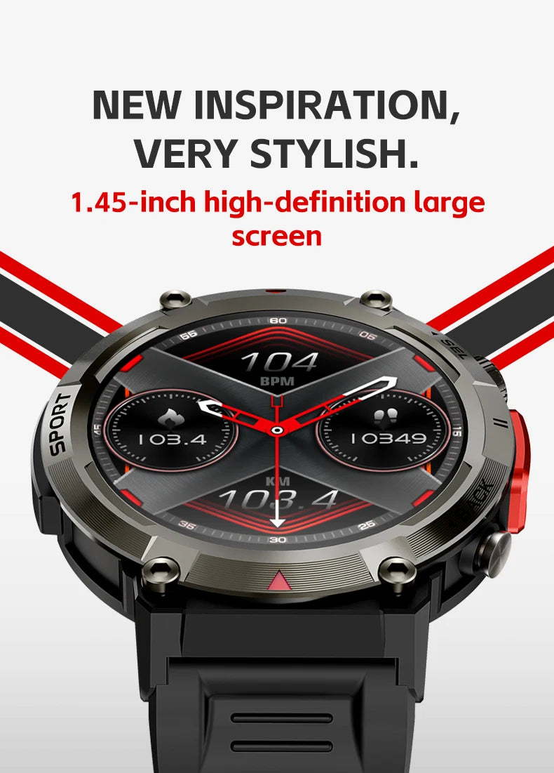 LIGE Military Grade New Outdoor Sports Men Smart Watch AMOLED Full Touch Screen With LED Flashlight Bluetooth calling SmartWatch