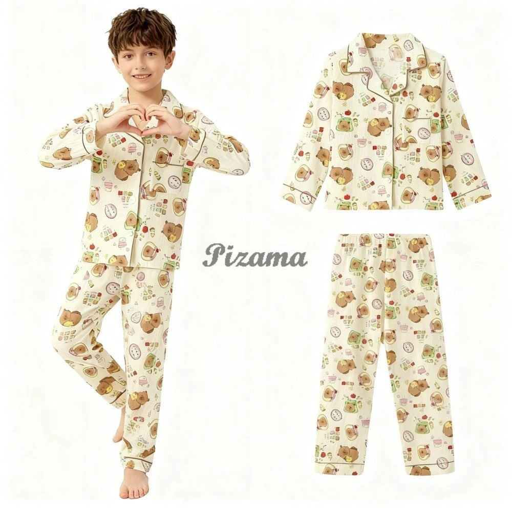 Spring Autumn Winter Teen Girls Pajamas Sets Children 2 Piece Full Sleeve Loungewear Kids Pyjamas Button Down Pijama Teen Niña