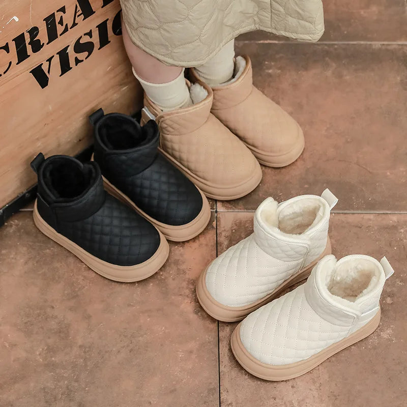 Winter Plush Boots For Children Soft Warm Velvet Snow Boots For Kids Anti-slippery Waterproof Boy's Girl's Winter Boots
