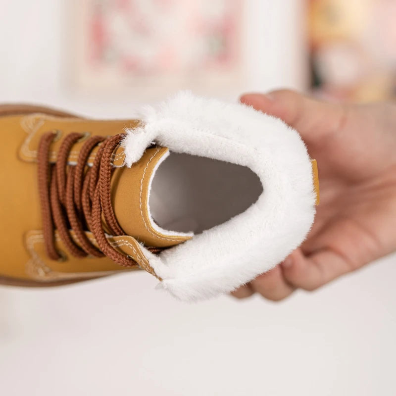 New Children's Winter Boots for Boy Warm Outdoor Girls Fashion Ankle Boots Solid Color Versatile Kids Causal School Cotton Boots