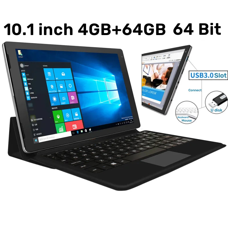 Funda de regalo Tablet PC Windows 10 de 10,1 PULGADAS 4GB RAM 64GB ROM P7 Cámaras duales 1920 x 1280 IPS Compatible con HDMI 64 bits X64 USB 3.0