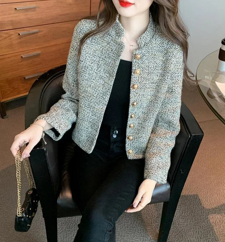 Ladies Jackets Plain Short Women's Tweed Wool & Blends Coat Half Novelty Medium New In High Quality Single Fashion 2025 Hot