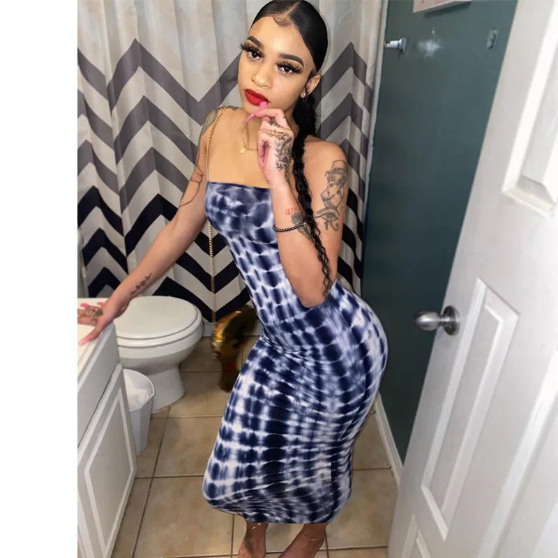 Spring And Summer Dresses For Women Chest Wrap Printed Off Shoulder Bandage Slim Sexy Long Dress New Fashion Party Long Sleeve