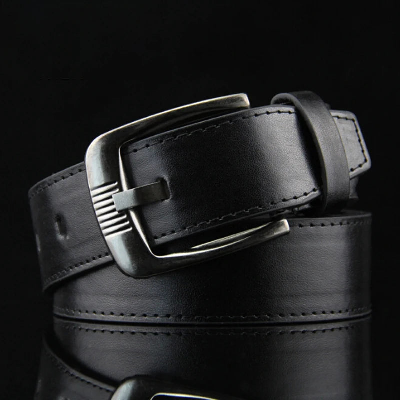 Men's Leather Belt Luxury Classic Alloy Metal Pin Buckle Belt Fashion Versatile Suit Trousers Decorative Belt