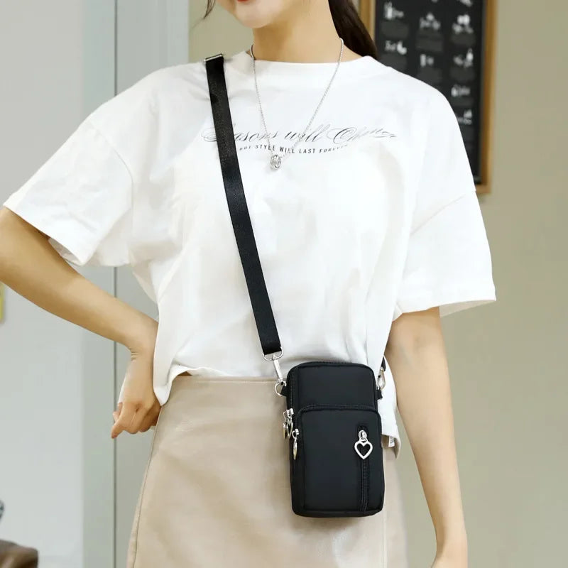 Waterproof Nylon Mobile Phone Versatile Mini Bag Purses Women's Shoulder Cross Body Messenger Bag