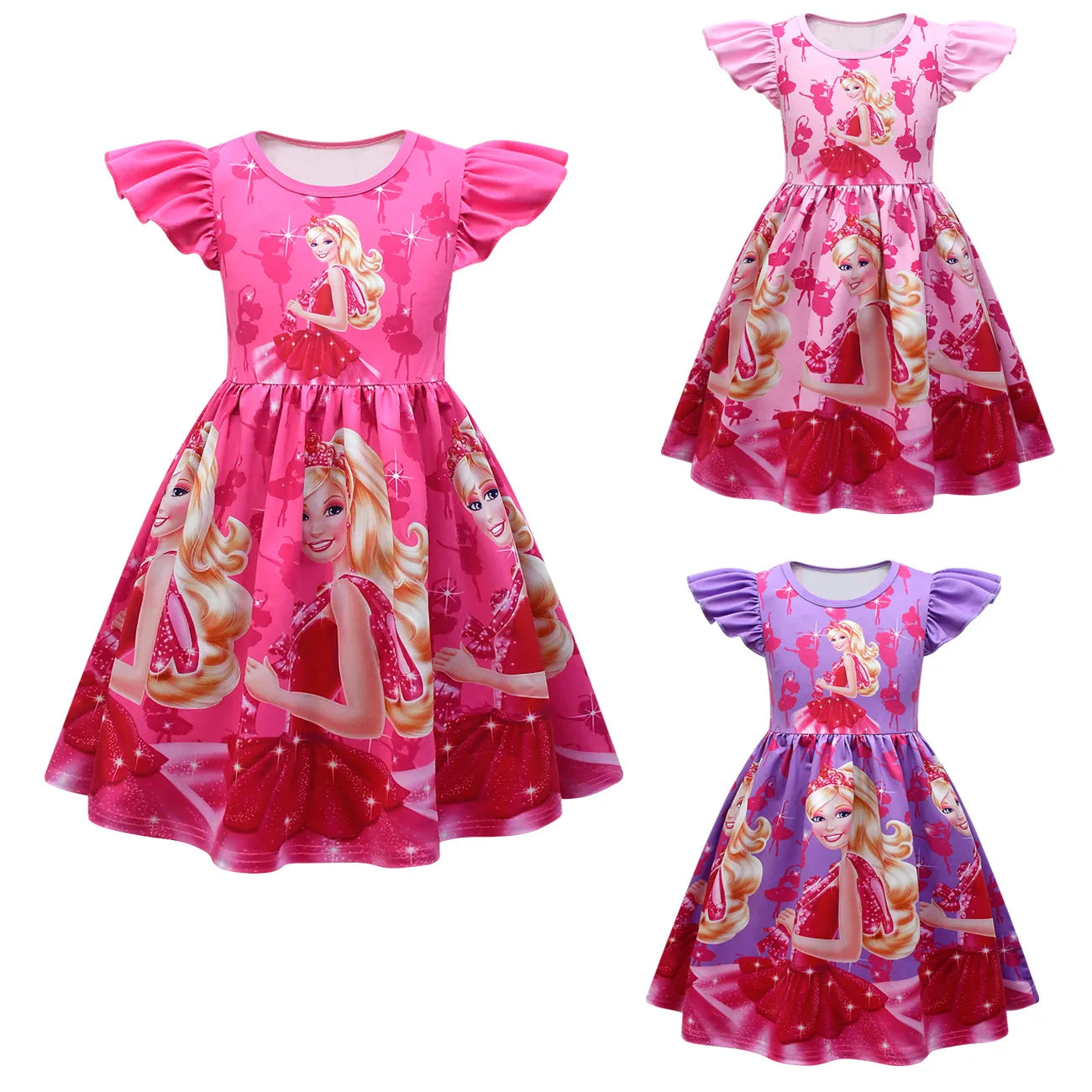 Barbie Dress Children Girls Fashionable Kids Princess Clothing Birthday Party Gift Dresses Milksilk 3-8Y Available