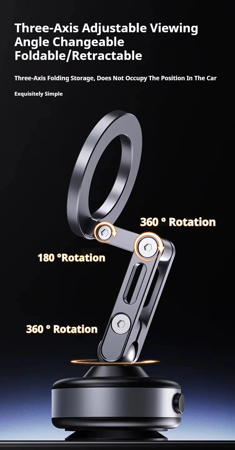 Magnetic Car Phone Holder 360° Rotating Folding Electric Vacuum Suction for Car Navigation Gym Kitchen Streaming Bracket