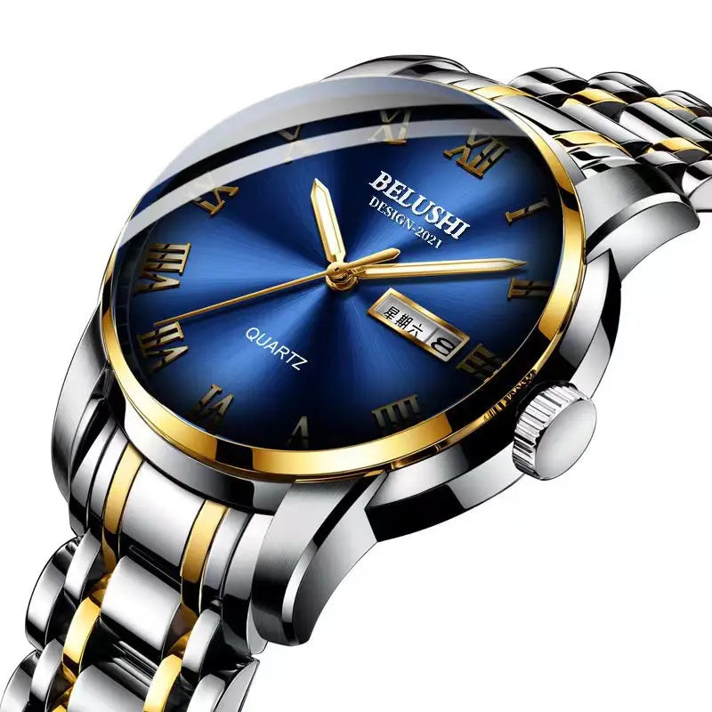 New Brand trend luxury quartz Watch for men Calendar luminous Wristwatch steel strap Quartz Watch Male Watches BELUSHI