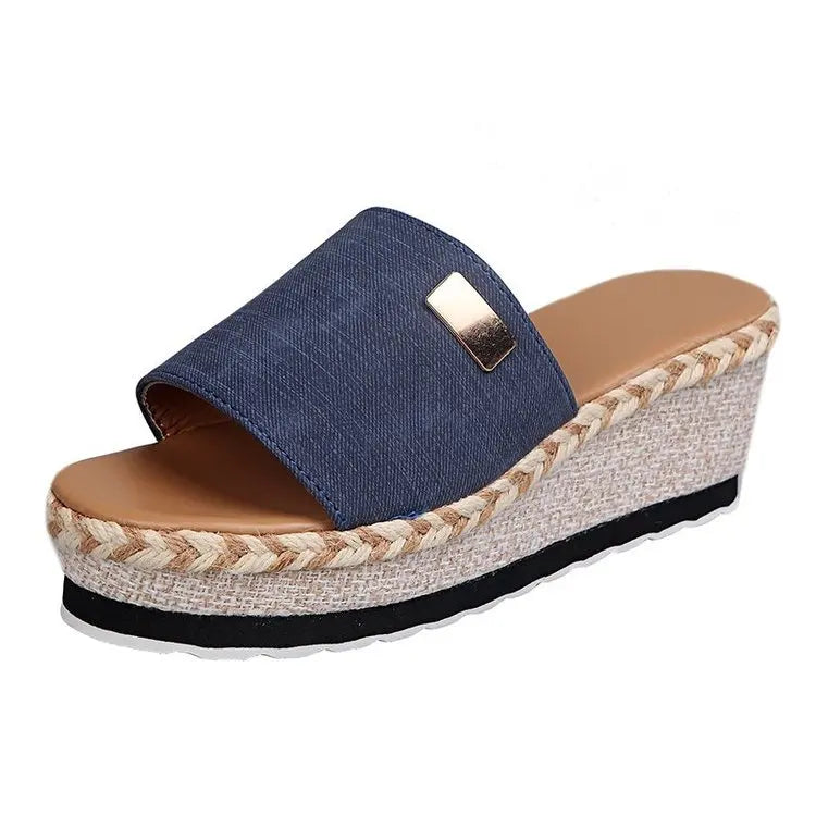 Womens High Heel Sandals Ladies Thick Bottom Casual Slippers Summer New Wedges Sandals Female Shoes Women Platform Mules Slipper