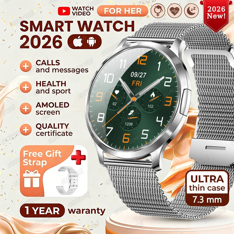 202 6New Smart Watch For Women 466*466 AMOLED Display Voice Call Sport Fitness Health Watches DIY Custom Dial Smartwatch Ladies