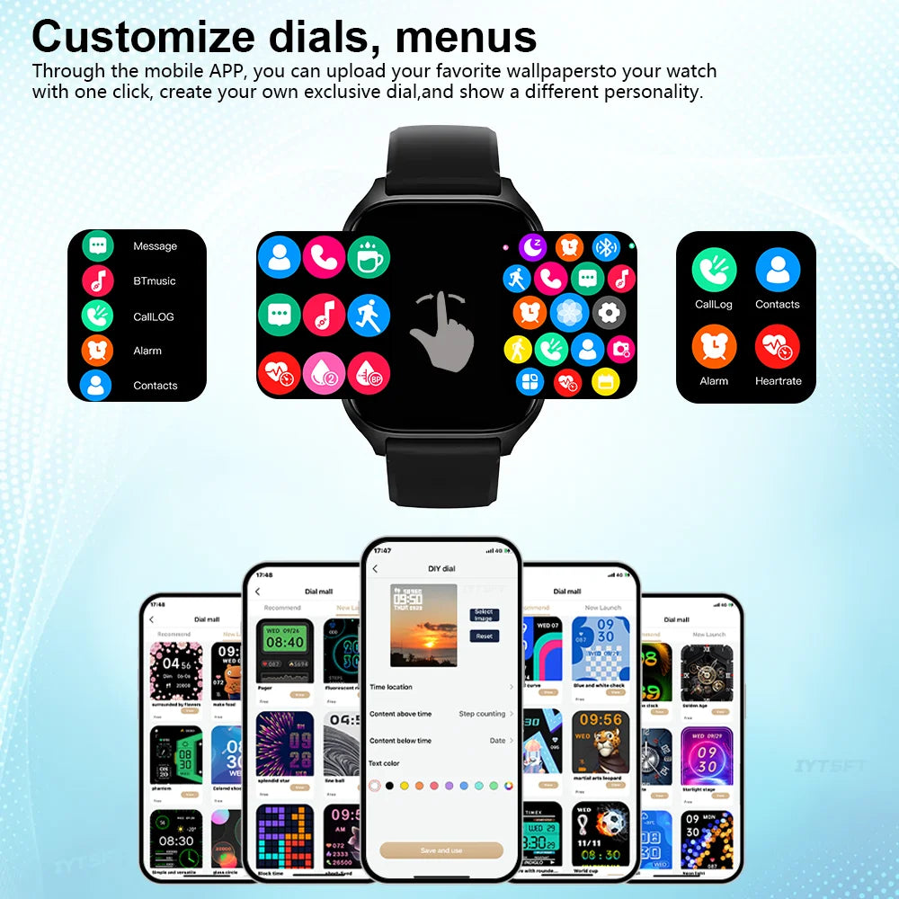 LAXASFIT New Smart Watch Bluetooth Voice Call Fitness Tracker Heart Rate Monitor Smart Watch Android IOS Men Women Holiday Gift