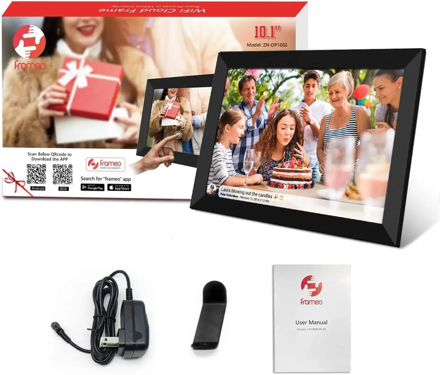 Frameo 10.1 Inch Smart WiFi Photo Frame Digital Picture Frame HD IPS Touch-screen 32 GB